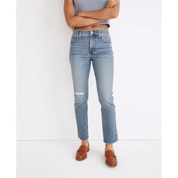 Madewell Denim - Madewell Size 27 Mid-Rise Perfect Vintage Jeans Ainsdale Wash Knee-Rip Edition